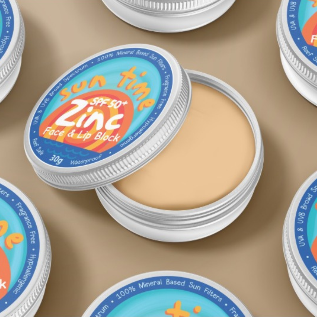 Sun Time Zinc Face & Lip Block – Water Resistant Sunscreen for Surf & Outdoor