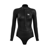 6 Women's Siren Front Zip Flat-Lock Bikini - Black