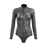 8 Women's Siren Front Zip Flat-Lock Bikini - Gray