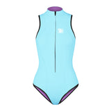 8 Women's Super Elastic Sleeveless Bikini Front Zip - Tiffany Blue