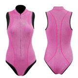 Pink Bling Series Sleeveless Front-Zipper Bikini Wetsuit
